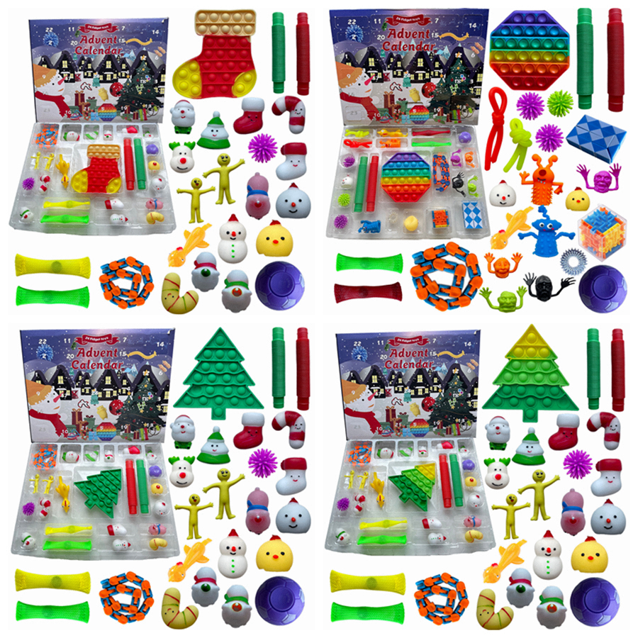 

Christmas Fidget Toys Advent Calender 24 Days Countdown Calendar Simple Dimple Decompression Toy Push Bubbles Xmas Gift RRA4405