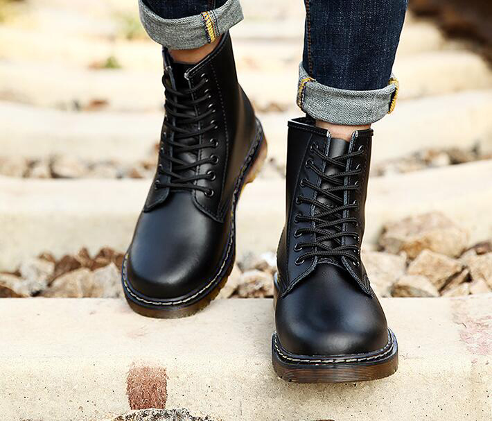 

Top quality Marten split Leather Women Boots Brand Snow Winter Boot Fur Warm Comfortable Shoes Dr with box ST324, Black