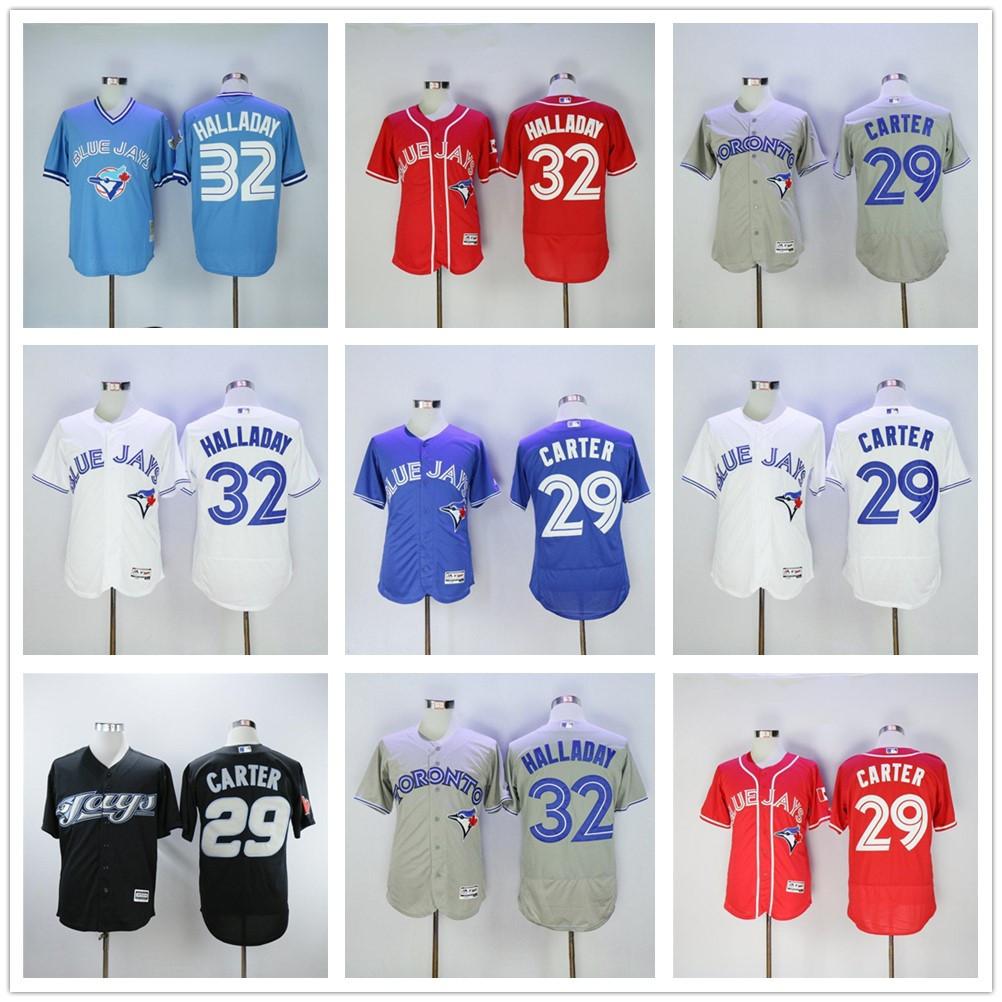 

blue jays Baseball 29 Joe Carter Jersey 32 Roy Halladay Flexbase All Stitched Men Women kids youth, Colour 5