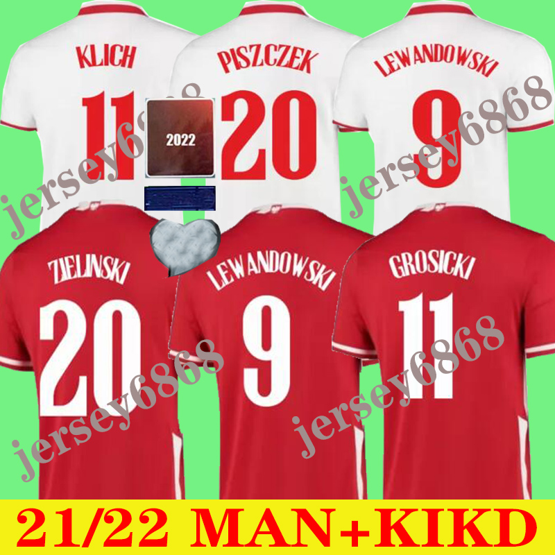 

2021 Polonia Soccer Jersey Home 20 21 Branco Vermelho Milik Pol Lewandowski Piszczek e Jerseys Camisas de Futebol Fardos, Away