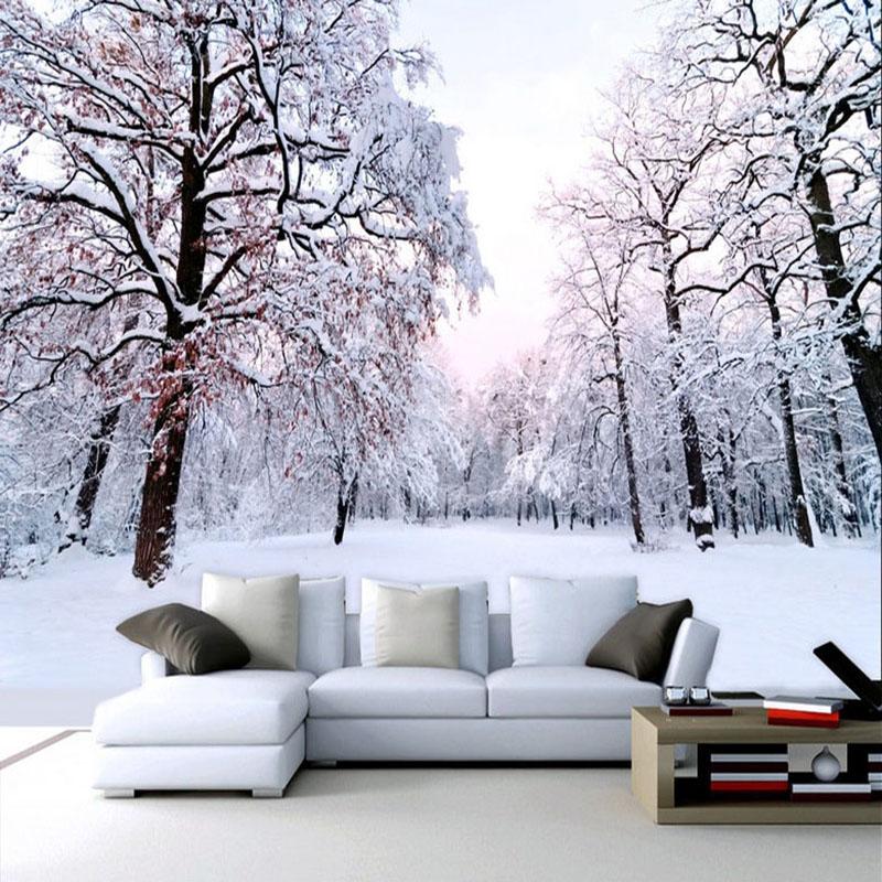 

Wallpapers Custom 3D Mural Wallpaper Beautiful Winter Snow Landscape Wall Painting Living Room TV Backdrop Modern Simple Home Decor, Silk cloth