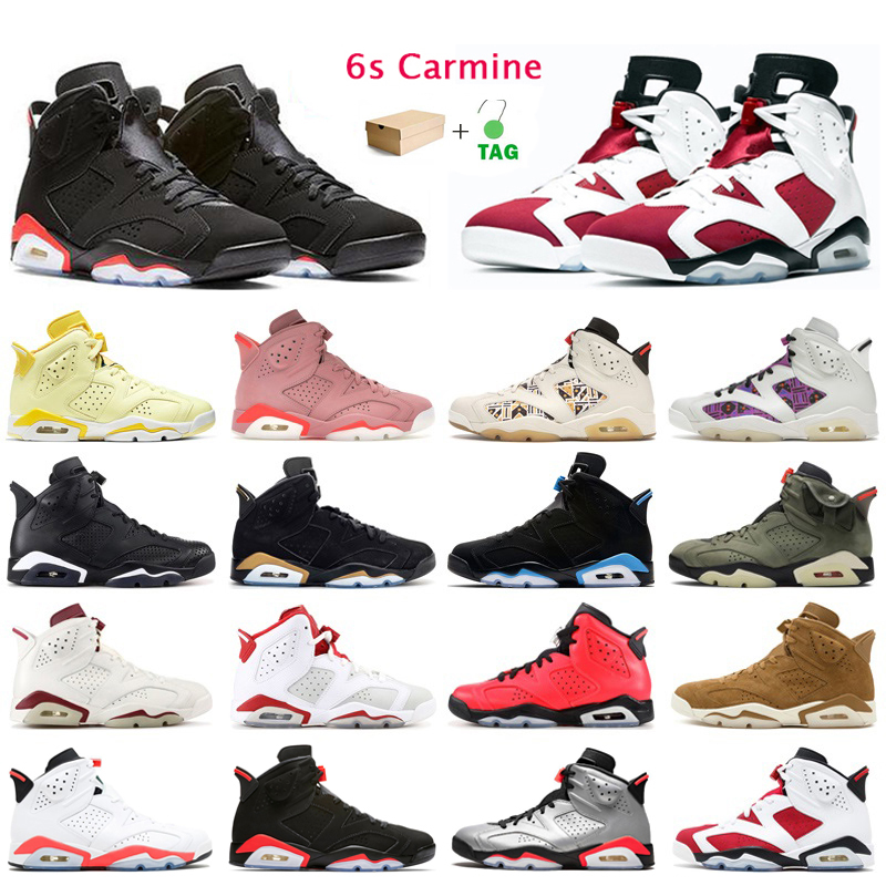 

6s Jumpman Basketball Shoes Mens Trainers 2021 Carmine Red Infrared Hare UNC Golden Harvest Marron Outdoor Sports Sneakers with box, Oreo