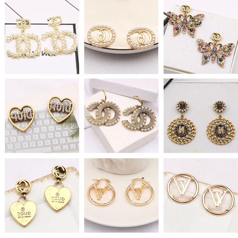 

Fashion Womens Earrings Ear Stud Earring 18K Gold Plated Multi-Color Crystal Pearl Party Women Designer Brand Wedding Lovers Gift Engagement Jewelry ER0061-80