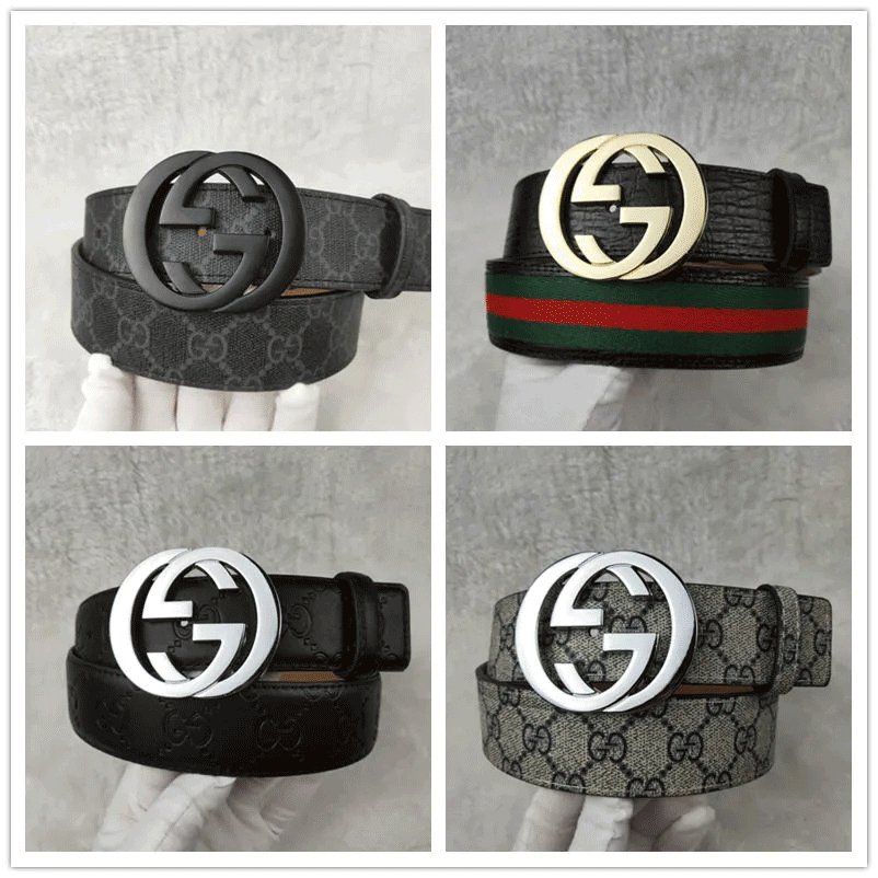 

High Quality Fashion Men Belts Genuine Leather Belt Classical Ucci Gold Silver Black Color Buckle Belts 105cm-125cm, Black;brown