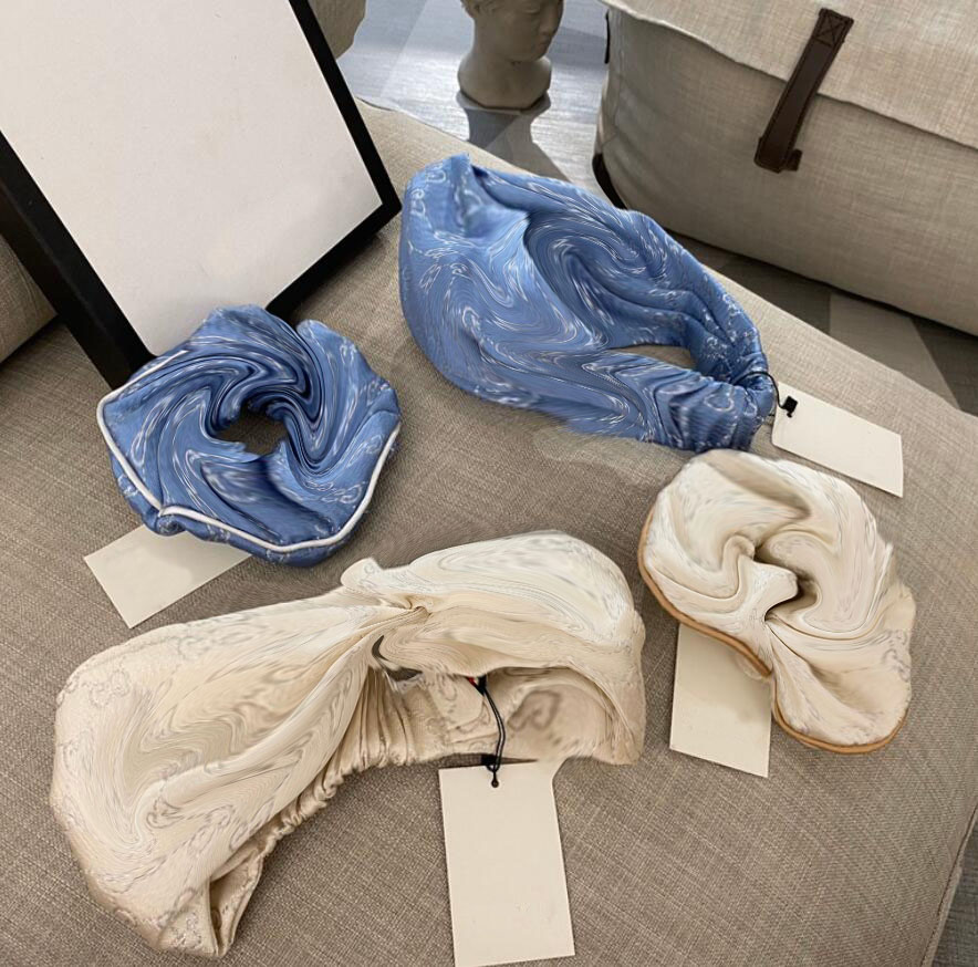 

2color Brand Designer Elastic Silk Headbands Women Letters Print head scarf Cross Turban hair bands Streetwear Headwraps, Silver