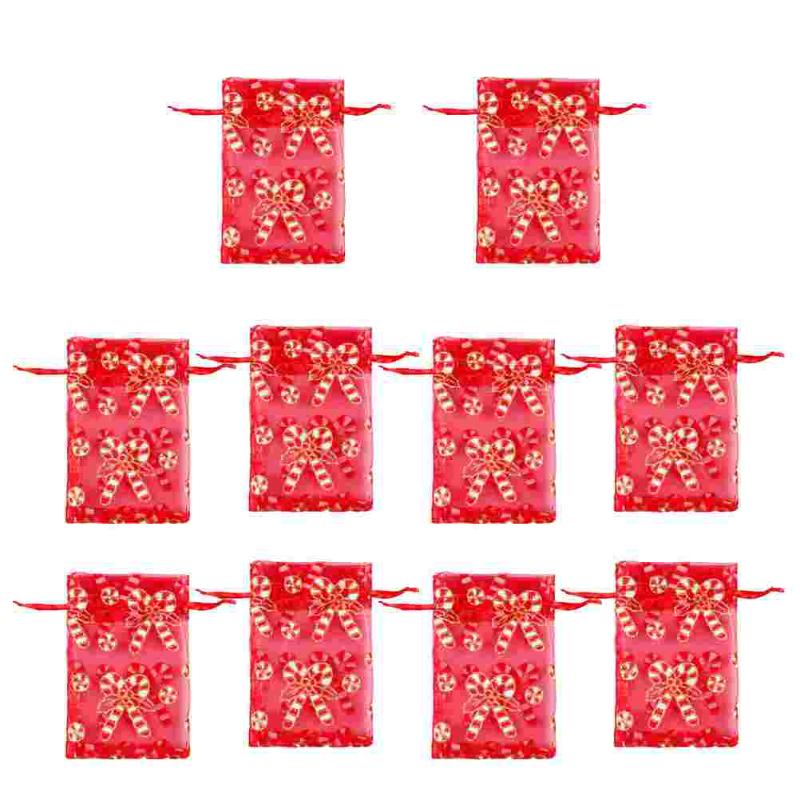 

Christmas Decorations 10pcs Storage Bags Drawstring Gift Bag Jewelry Pouches Wedding Pouch Gifts Party Supplies (Christmas Cane)