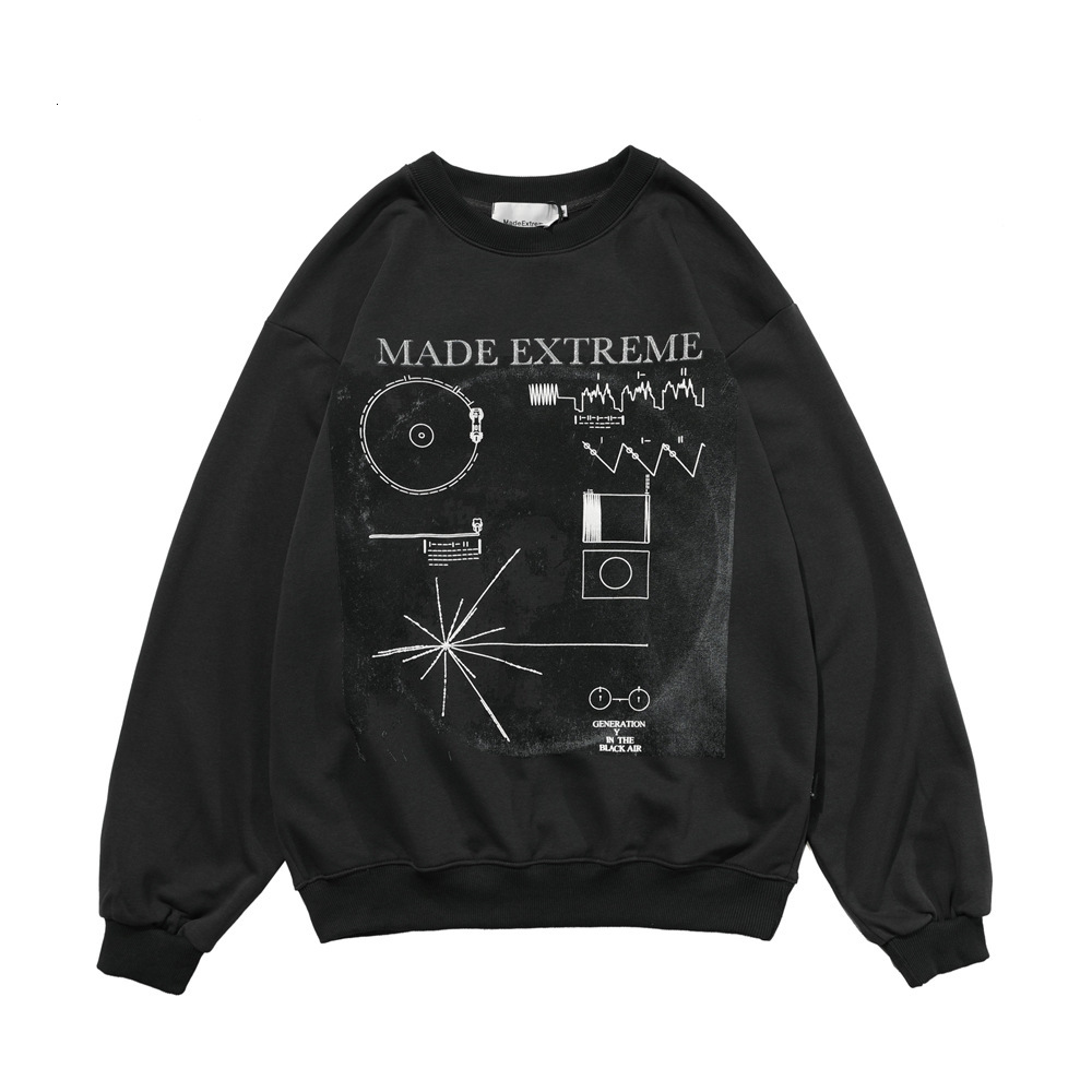 

Sweatshirts Abstract printed hoodless sweater mens American fashion brand loose round neck long sleeve BF lazy trend Pullover Hoodie, Red