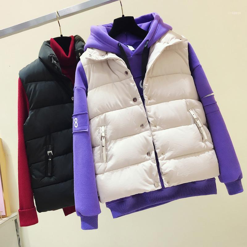 

Down Cotton Vest Woman 2021 Autumn Waistcoat Student Short A Bread Loose Coat1, Rice white