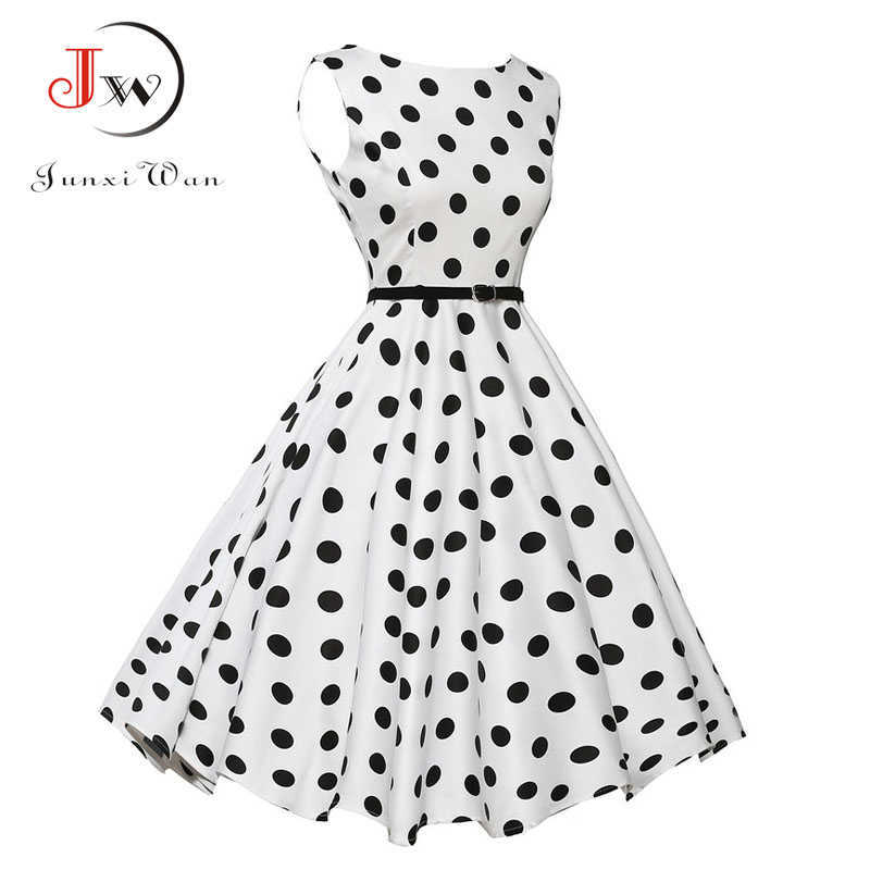 

Summer Dress Vintage Rockabilly Retro Swing Polka Dot Pinup Long Audrey Hepburn SundressPlus Size Vestidos 210625, 874 blue