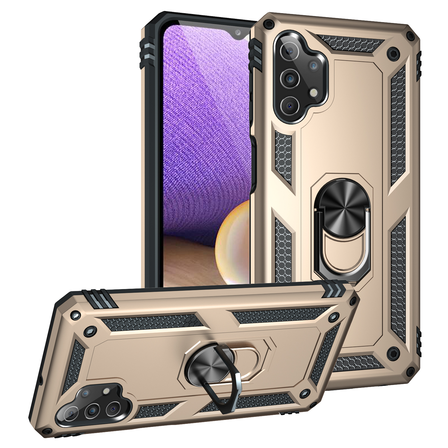 

Shockproof Phone Cases For Samsung Galaxy A82 A72 A52 A42 A32 A12 A02s A02 A71 A51 5G A31 A21s A21 A11 A01 Ring Stand Bumper Case
