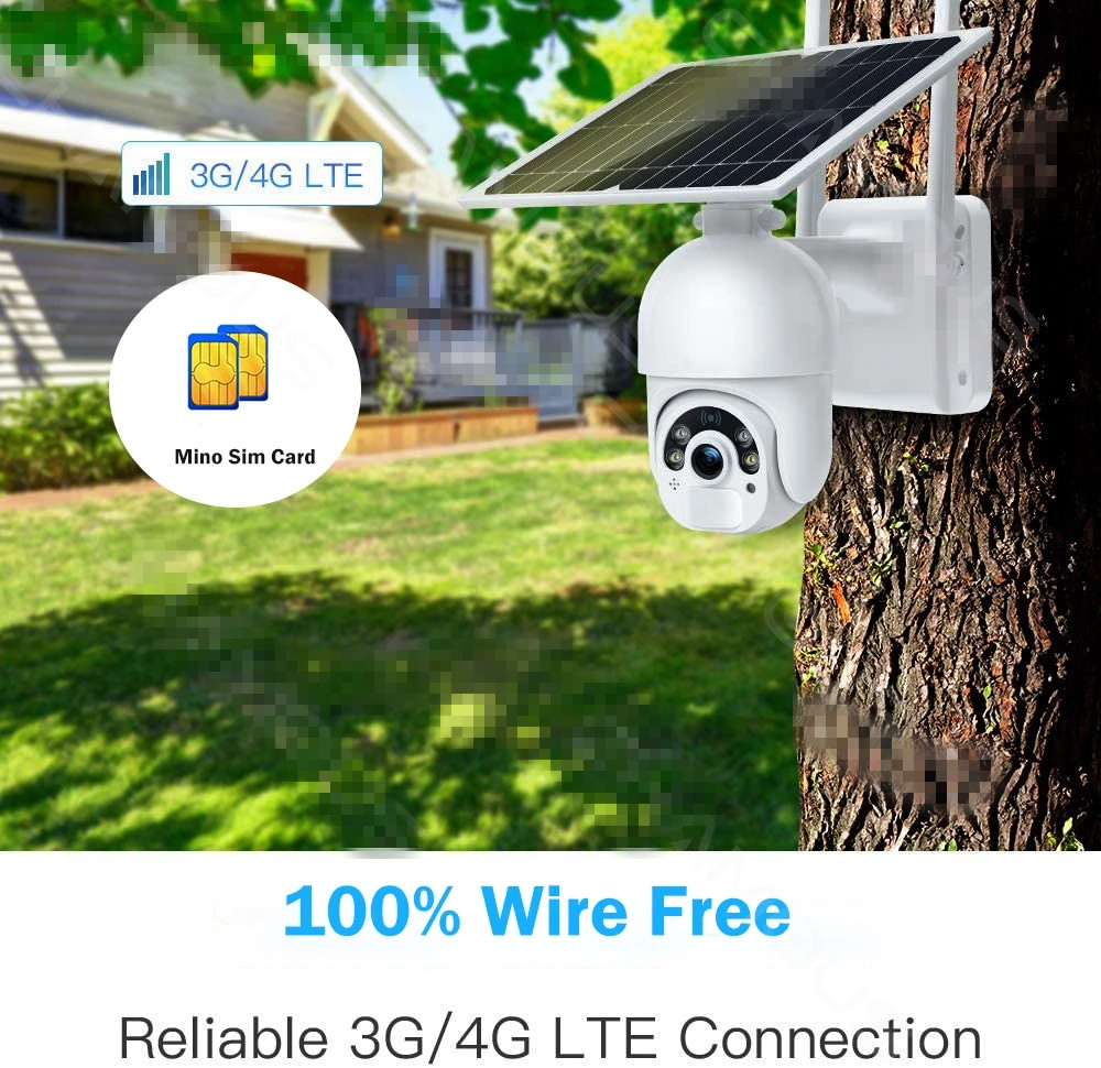 

Outdoor WIFI IP Camera 4G Sim Card With Solar Panel Security 1080P PTZ Battery Surveillance Street Video