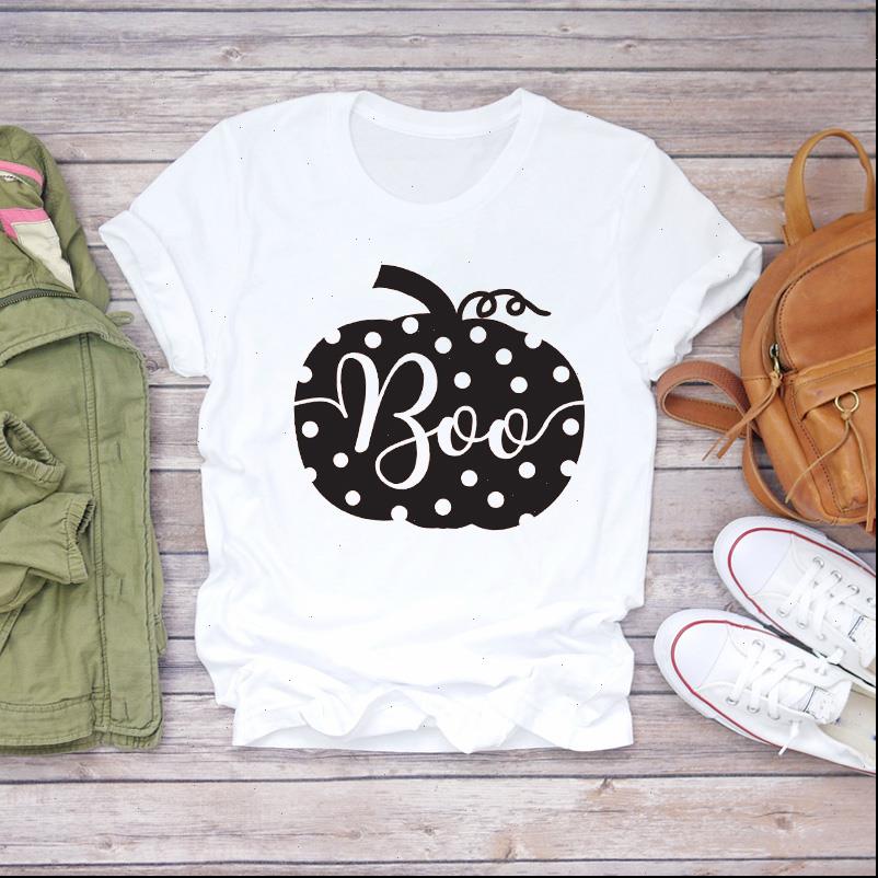 

cartoon pumpkin clothing 90s womens t shirts halloween fall autumn print graphic tee, White