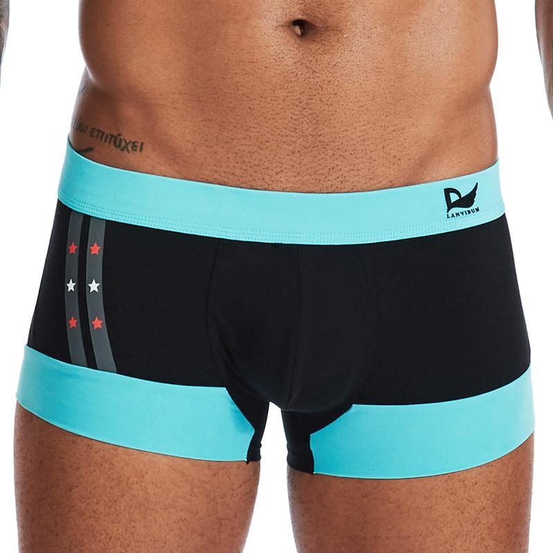 

Lanvibum Briefs Swimwear Men Jock Strap Men's Underwear Boxer Shorts Cotton Printed Low Waist In Contrast Color Underpants, Black and orange