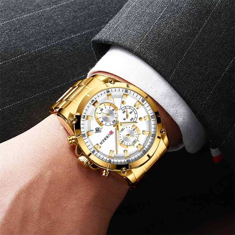 

Big Diver Men Watches Brand Luxury Curren Gold Watch Waterproof Chronograph Golden Male Wristwatch Relogio Masculino 210707, Silver-black