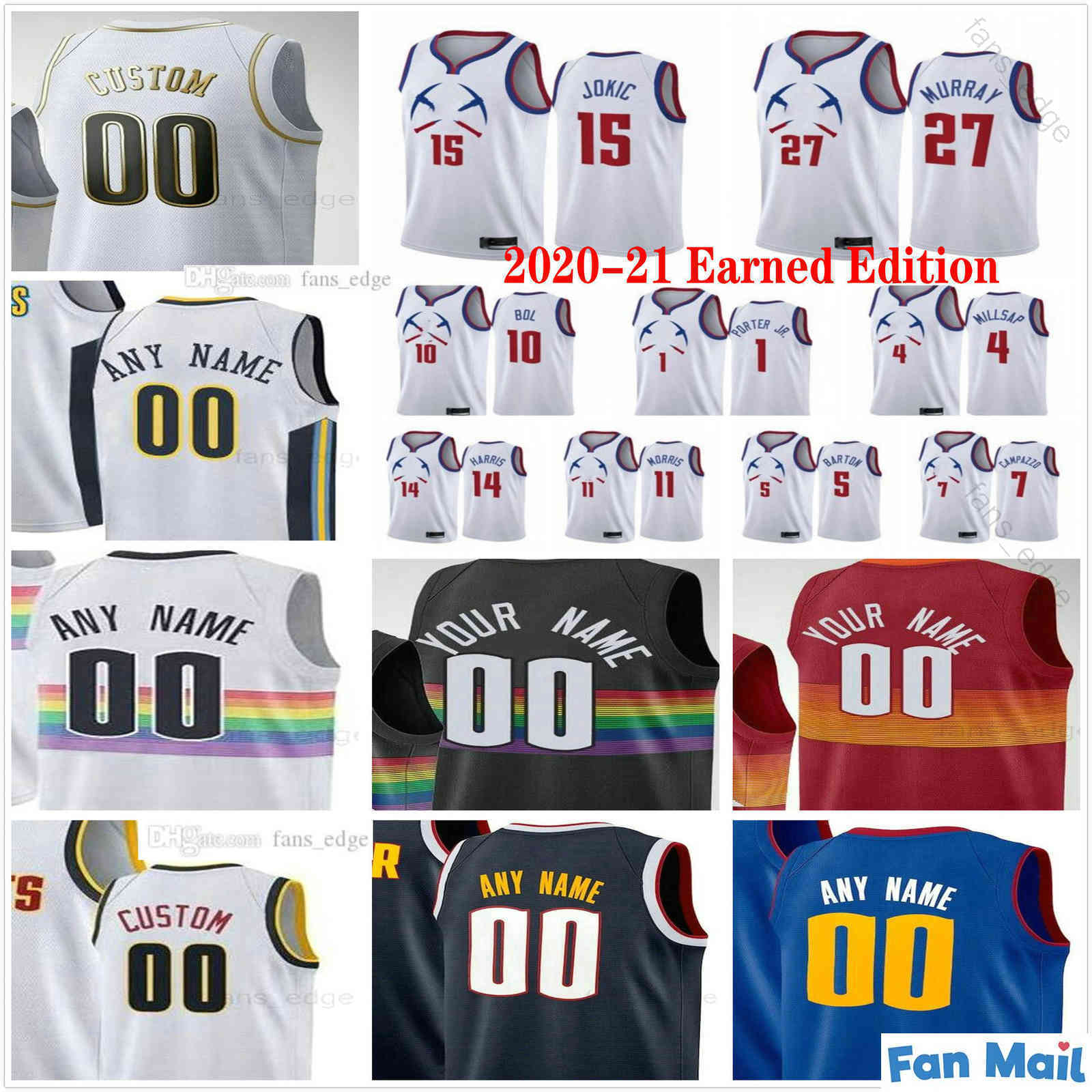 

2021 Earned Edition Printed Aaron 50 Gordon 15 Jokic Jamal 27 Murray Nikola 1 Porter Jr. Facundo 7 Campazzo Denver Men Nuggets Woman Kids Yo, Black;red