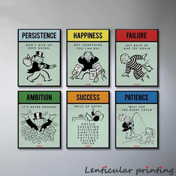 

Paintings Six Designs Motivational Abstract Canvas Money Poster Cartoon Oil Painting Graffiti Wall Art Mindset Office Decor