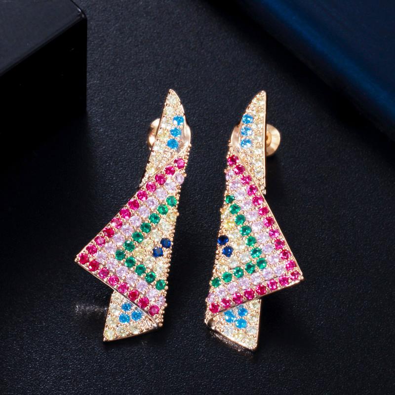 

Dangle & Chandelier ThreeGraces Exquisite Multicolor Cubic Zirconia Gold Color Geometric Drop Earrings For Women Trendy Party Jewelry ER712, Silver