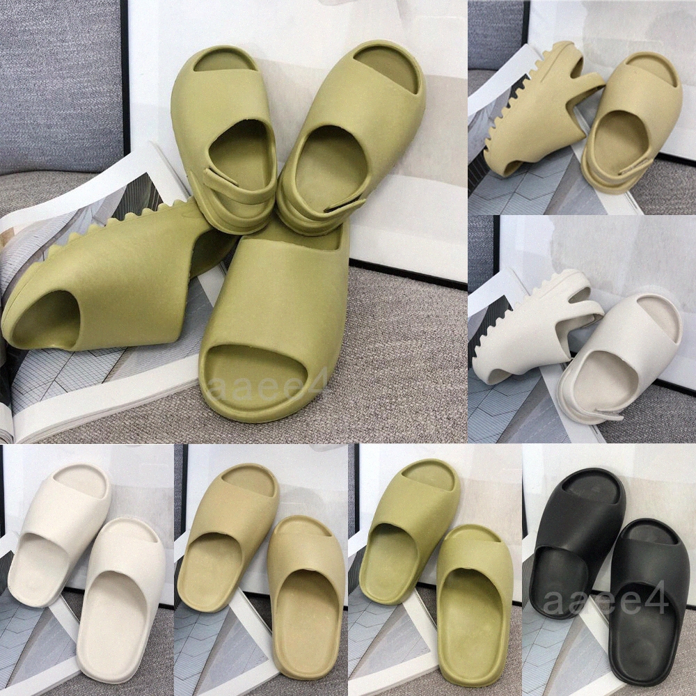 

Newest Kanye Slides West bone resin desert sand Slippers Summer Girls Kids Childrens black white Slide Slipper yeezys earth brown sandals 24-35, Black;grey