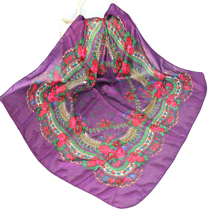

Luxury Besigner New Fashion Style Russian Ethnic Pattern Women Acrylic Small scarf Handkerchief Scarf 80CMX80CM Hijab shawl Y1108