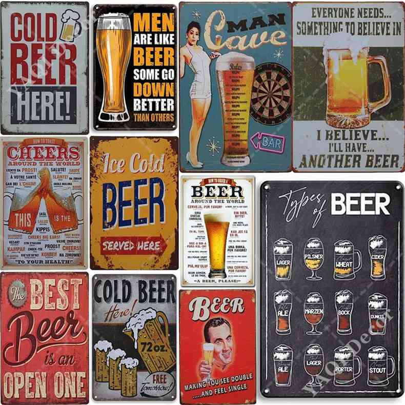

Beer Plaque Vintage Tin Sign Metal Plate Kitchen Wall Decor for Bar Pub Club Man Cave Decorative Platesa