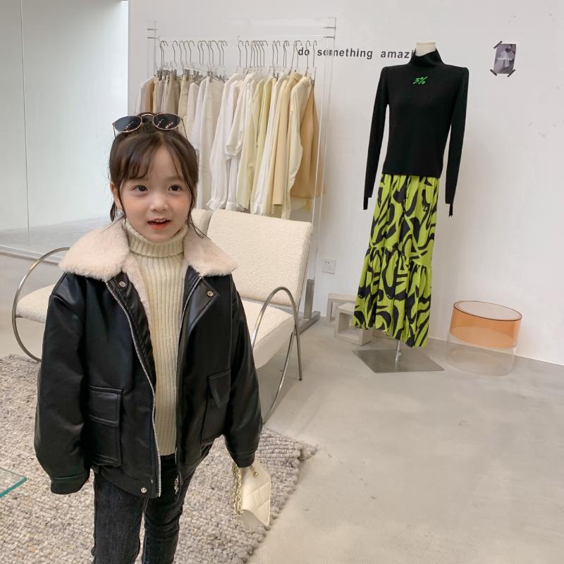 

Jackets MILA CHOU 2021 Winter Children Faux Leather Jacket Baby Boy Girls Thicken Warm Fur Collar Black Coat Kid Top Clothes 2-8, Blue;gray
