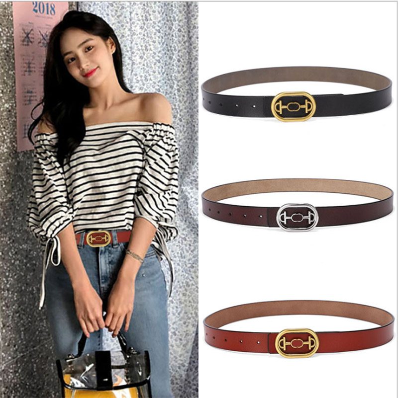 

Womens Belts Business Trendy Smooth Buckle with Letters Fashion Classic Casual Women's Versatile Belt Without Box, Multi