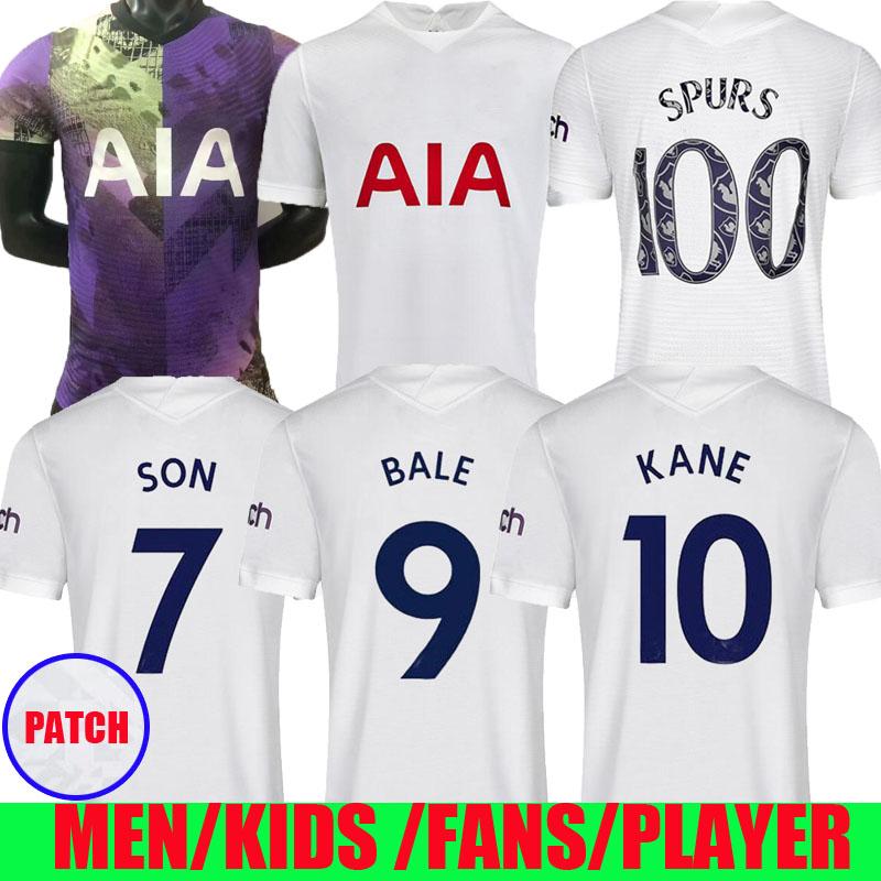 

player version 21 22 KANE SON BALE Soccer Jerseys Tottenham HOME 2021 2022 DELE Football shirt NDOMBELE lucas LAMELA VinIcius Men KIDS Speci, Black