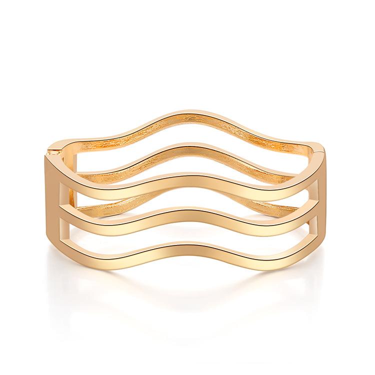 

Bangle ORNAPEADIA Metallic Jewelry Creative Water Ripple Bangles Irregular Wavy Empty Bracelet For Women Luxury