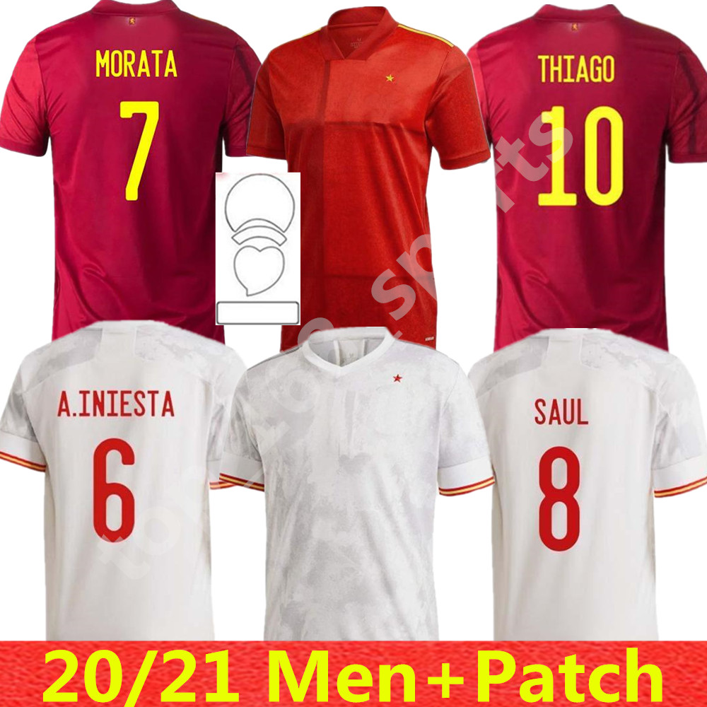 

2021 Spain soccer Jersey RAMOS PIQUE RODRIGO España home football shirt 20-21 ASENSIO MORATA ISCO INIESTA away uniforms Men, Black;yellow