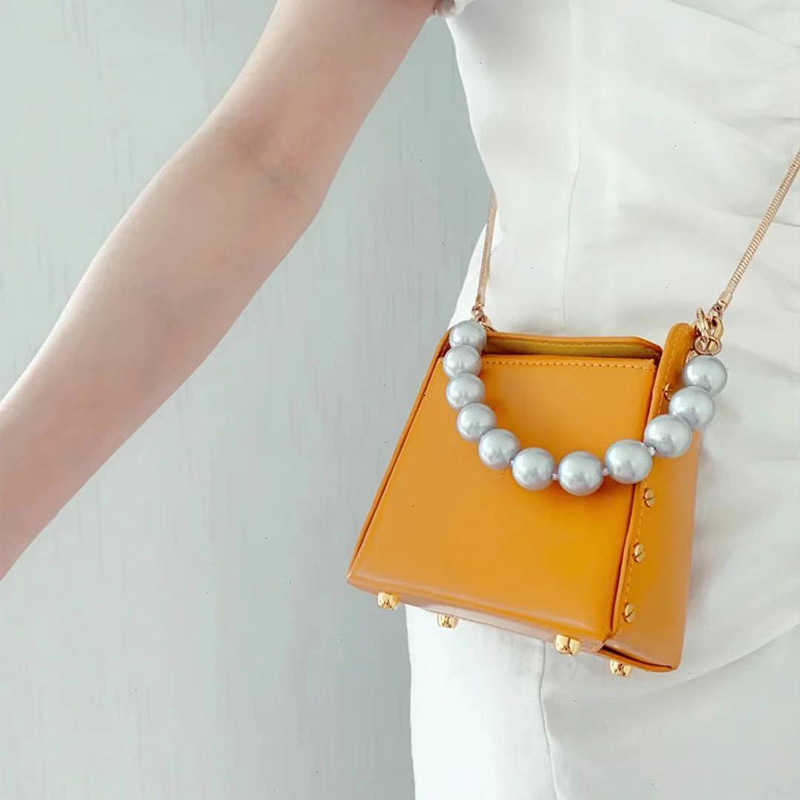 

Guliang Jiji 2021 Pearl Fashion Cigarette Case Bag Portable Cross Mini Bag Girl, Yellow trumpet