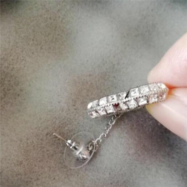 

Fashion diamond hoop earrings aretes for lady women Party wedding lovers gift engagement jewelry for Bride With red BOX, Silver
