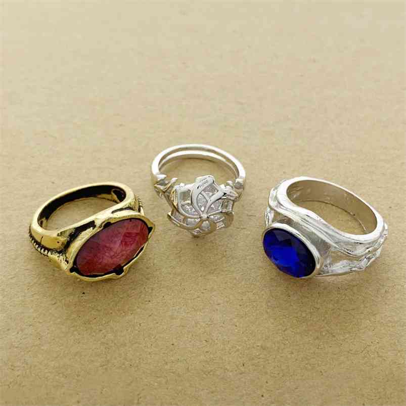 

The Lord of Rings Vilya Nenya Narya Elrond Galadriel Gandalf Ring LOTR Jewelry Elf Three Hobbit Fashion Fan Gift 210701