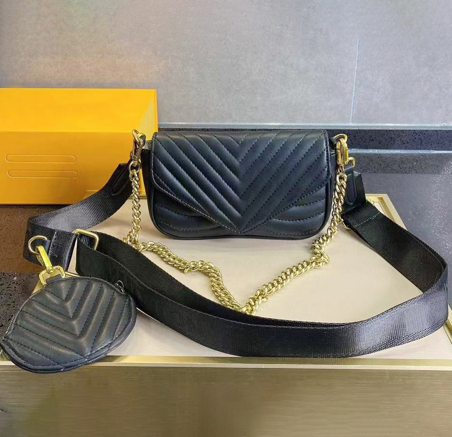 

2021 Luxury fashion women shoulder bags high quality designer chain handbag 2 in 1 brand crossbody bag ladies wallet six colors can be selected with box, Extra postage