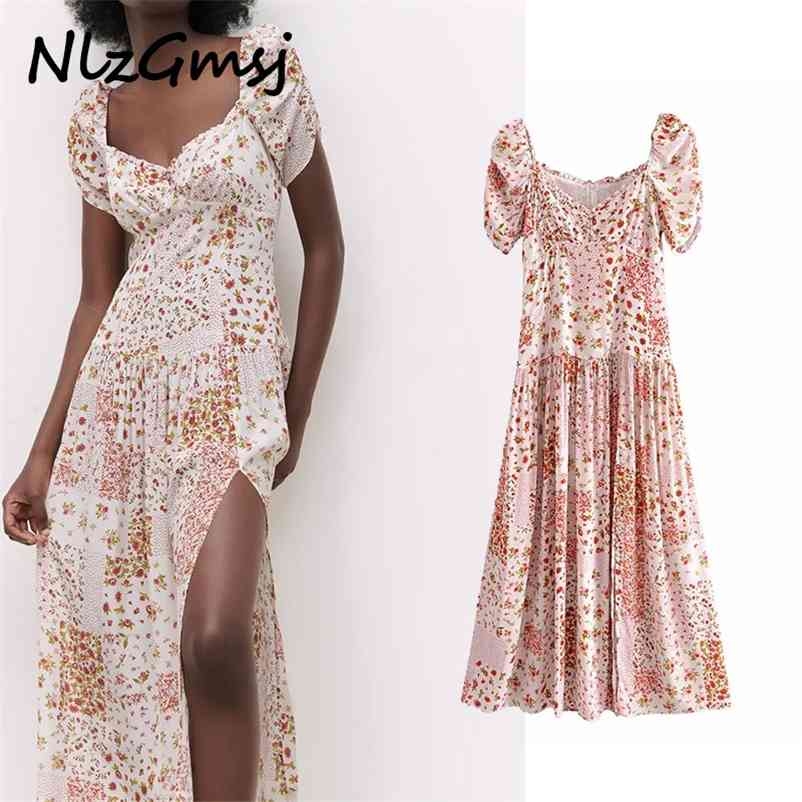 

Dress Woman Short Sleeve Women High Split Party Long Elegant Lace Up Sweet Summer Club Sexy 04 210628, As picture