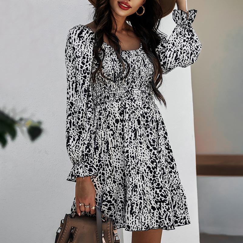

Casual Dresses ATUENDO Autumn Fashion Sexy Dress For Women Bohemian Vintage High Waist Silk Maxi Robe Wedding Guest Ladies Long