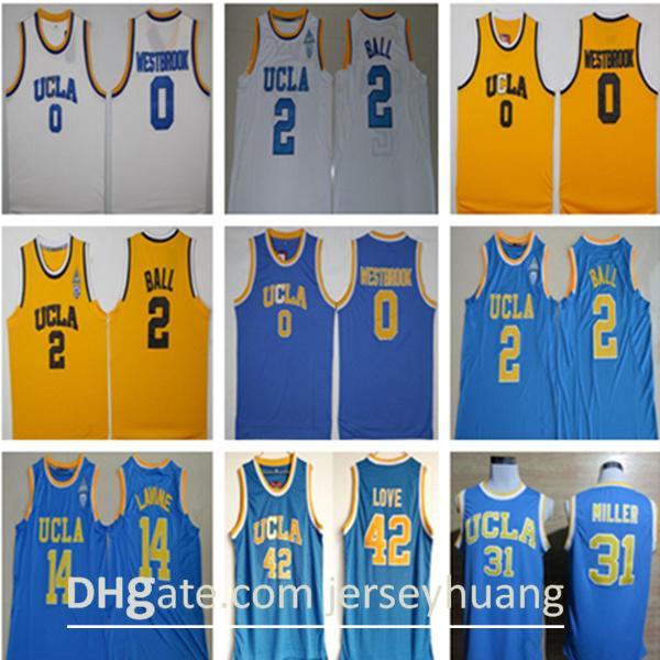 

UCLA Bruins College Basketball Russell Westbrook Lonzo Ball Zach LaVine Reggie Miller Bill Walton Kevin Love Blue Jersey, Black;red