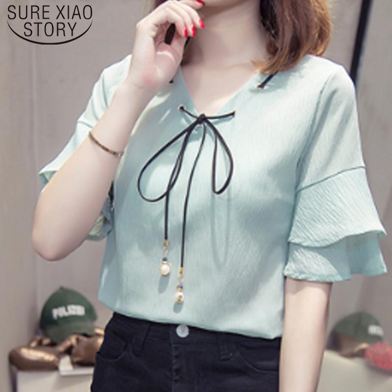 

Women's Blouses & Shirts Bow Chiffon Blouse Solid Office Top Plus Size Blusas Mujer De Moda 2022 Women Summer Workwear Elegant Loose 4551 50, White