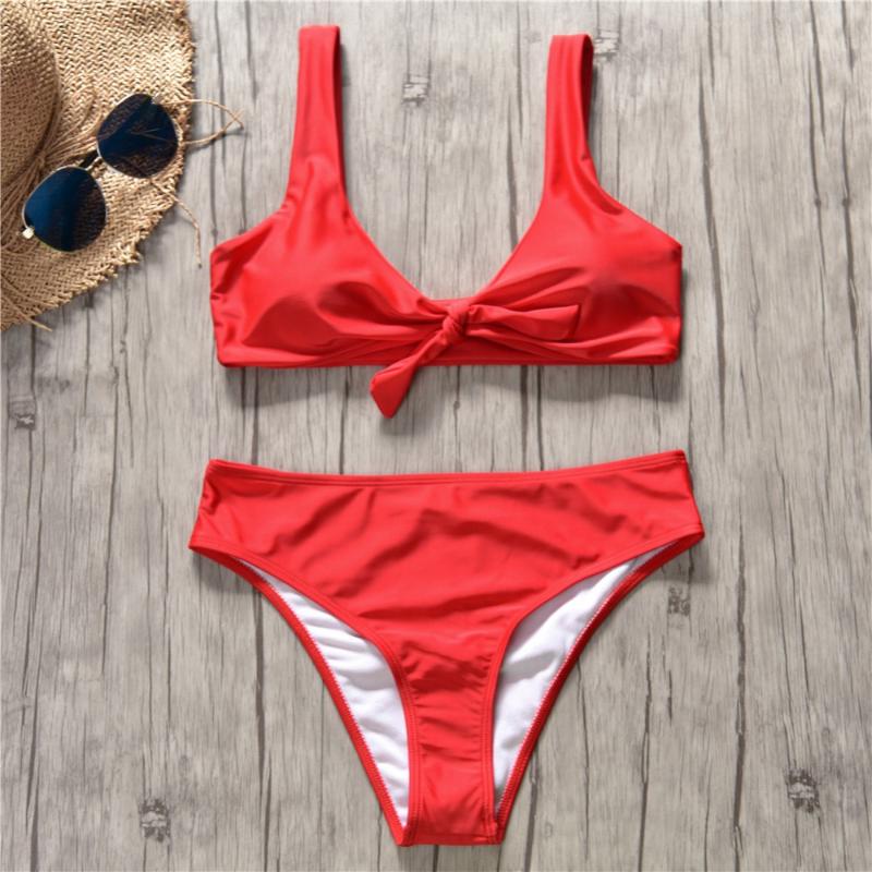

Women' Swimwear Solid Bikini Set High Waist Sexy Swimming Suits Split Girls Swimsuit Bandage Push Up Beach Wear 2021, As picture