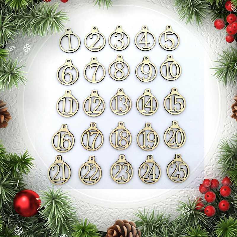 

Christmas Decorations 25pcs Wooden Calendar 1-25 Advent Gift Tags Number For Home Party