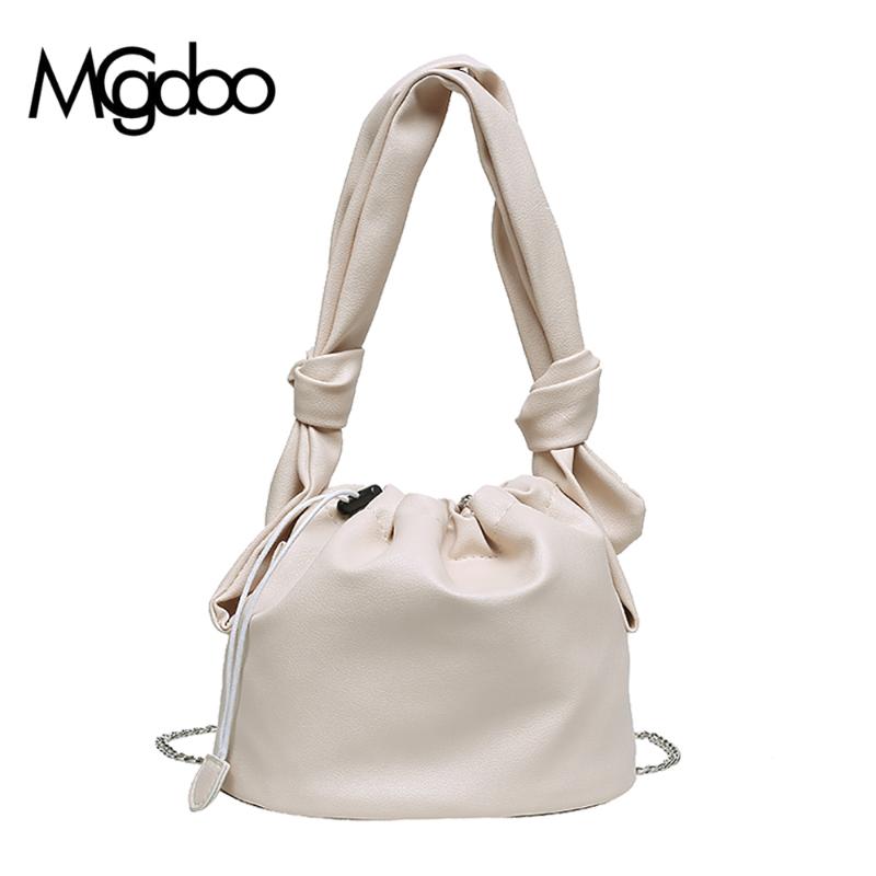 

Cross Body Mgcdoo Fold Pleated Strap Shoulder Bag Fashion Bucket Handbag Chic Chain Sling PU Leather Tote, Black