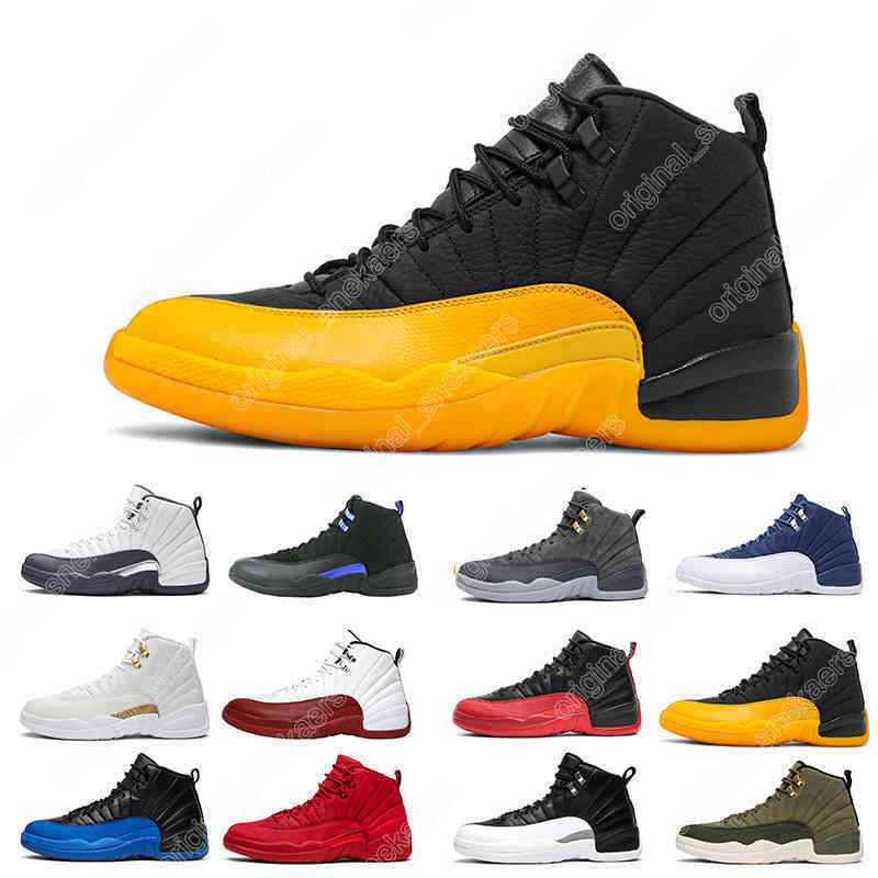 

Men Basketball shoes 12s 12 University Gold Dark Grey Flu Gym Red White Michigan sneakers mens Sport trainer AC9D, # 04