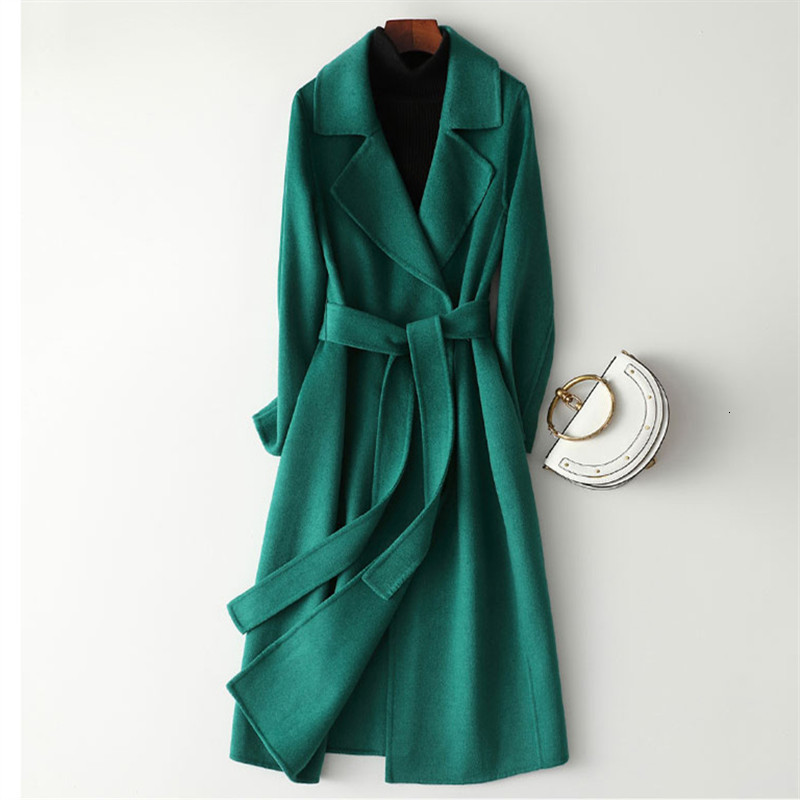 

Women' Jackets 2021 Autumn Double Sided Woolen Coat Women Fashion Wool Blend Jacket Long Slim Office Ladies Elegant Plus Size Ove, Beige