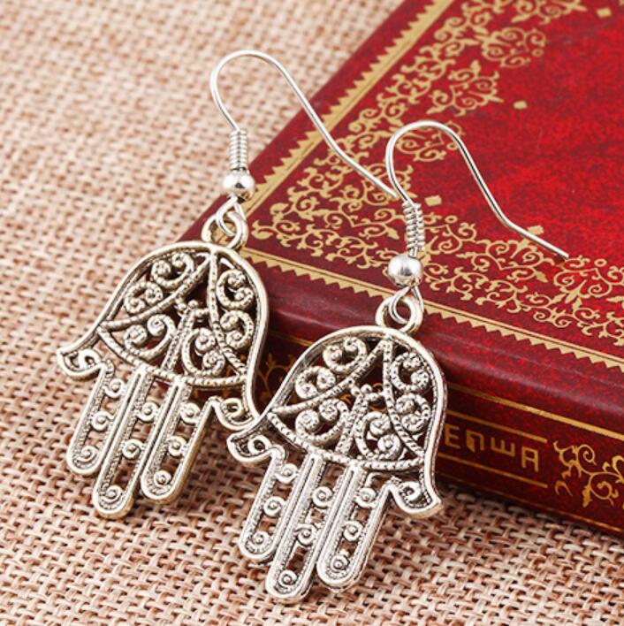 

Fashion Ancient silver color Pierced Hand Hook Earring Dangle Earrings Drop Brincos For Women Girl Bohemian