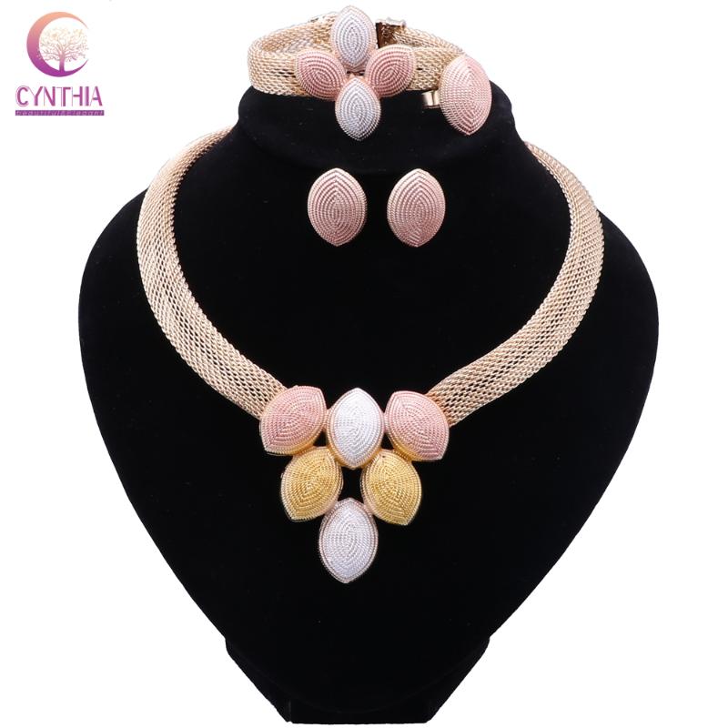 

Earrings & Necklace CYNTHIA Silver Color Jewelry Sets African Wedding Bridal Wife Gifts Bracelet Ring Jewelery For Women
