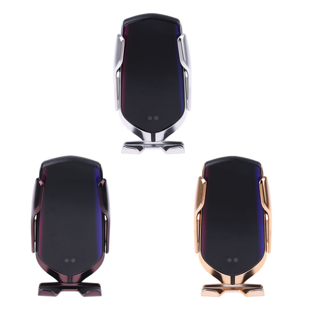 

2020 R1 R2 Automatic Clamping 10W Car Wireless Charger For iPhone Xs Huawei LG Infrared Induction Qi Wireless Charger Car Phone Holder, Gun gray