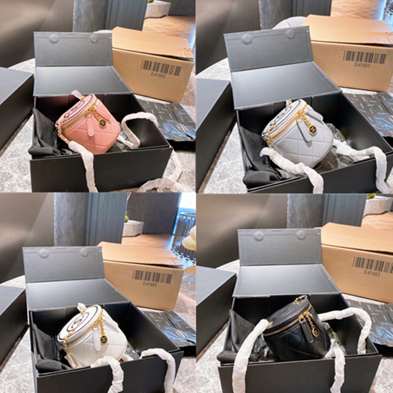 

fold gift box 2021 Vintage Wallets Luxurys Designers chain Crossbody Bags round Handbags real leather purse wallet Women Lady Fashion Messen, Red;black