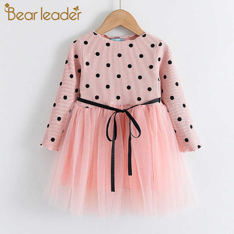 

Bear Leader Girls Princess Dresses Autumn Girls Polka Dot Costumes Sweet Mesh Party Outfits Kids Spring Clothing 2 6Y 210708, Az448white