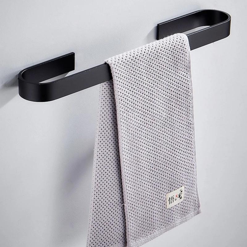

Towel Holder Bathroom Towels Rack Hanger Black Silver Stainless Steel Wall Hanging Bar Organizer Kitchen Storage Shelf Racks, 25cm black
