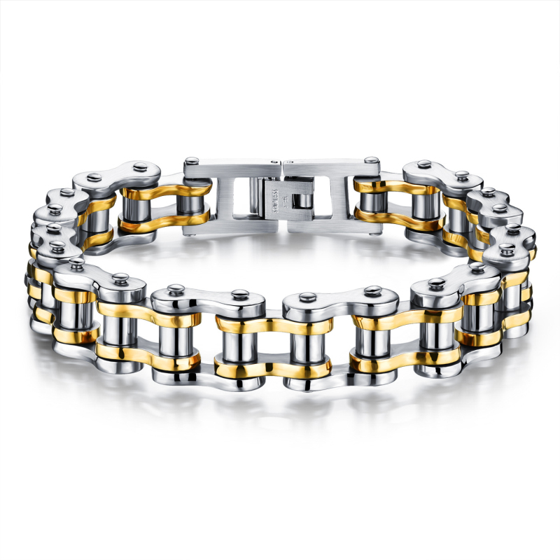 

Fashion Design Hip Hop Style Stainless Steel Motorcycle Chain Link Bracelet for Men's Gift
