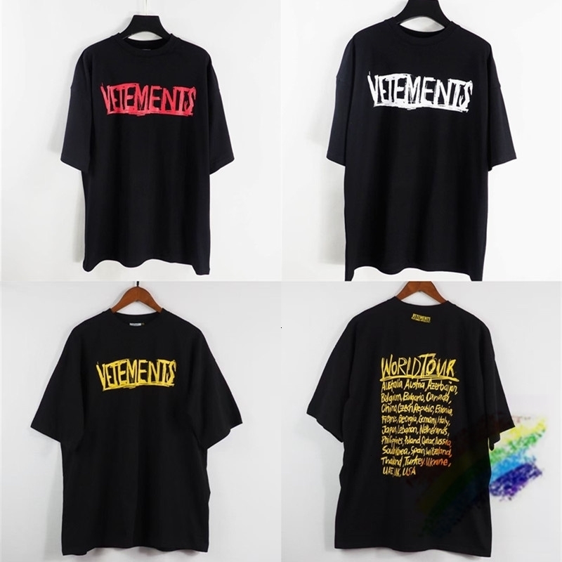 Men&#039;s T-Shirts VETEMENTS Black World Tour T-shirt Men Women 1:1 High Quality CITY Letters Print T Shirt Oversize VTM Tee 5TIG-image-705335790